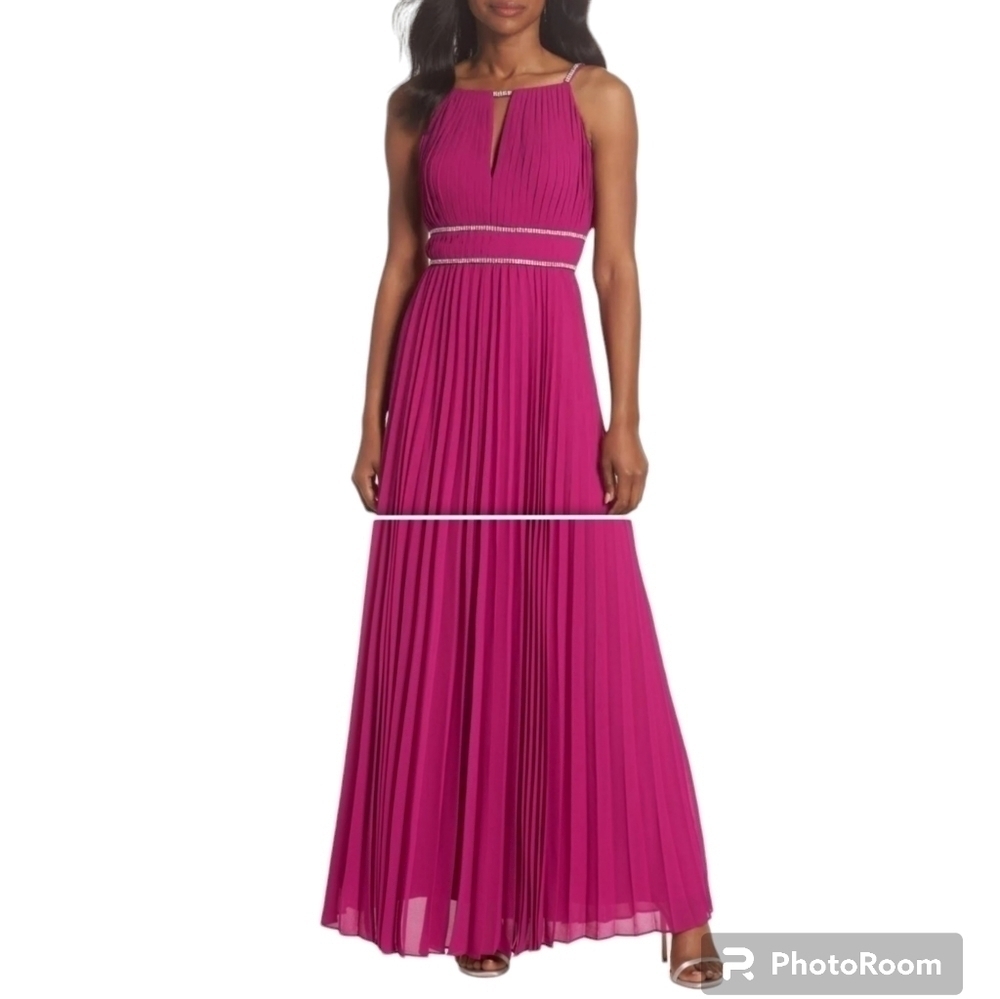 Eliza J. Jeweled Strap Pleated Gown Size 4